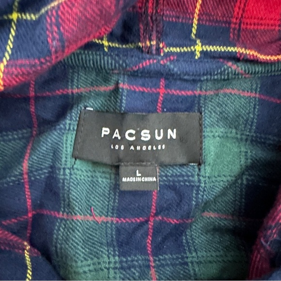 Pacsun Plaid Button Up Shirt Hooded Size Large - Picture 4 of 8